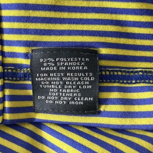 Turtleson Short Sleeve Mens Polo Shirt Size L Yellow Blue Striped SC - Picture 12 of 12